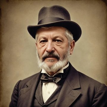 portrait of Derek Yeomans used in a performance of Bleak Expectation in 2025 at Stoke Rep theatre.
